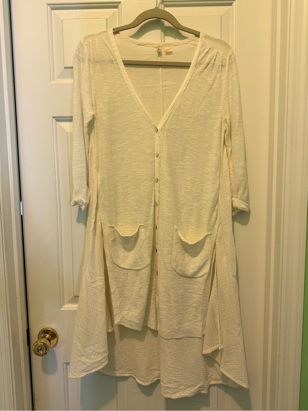 Anthropologie Moth Cream Textured Open-Front Layering Cardigan